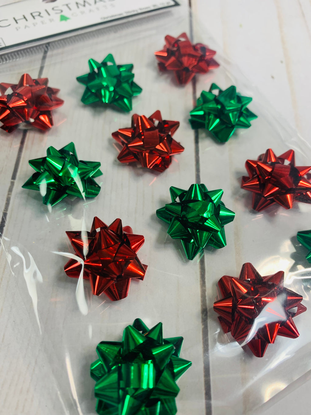Christmas sticky bows 3-D, 12 piece